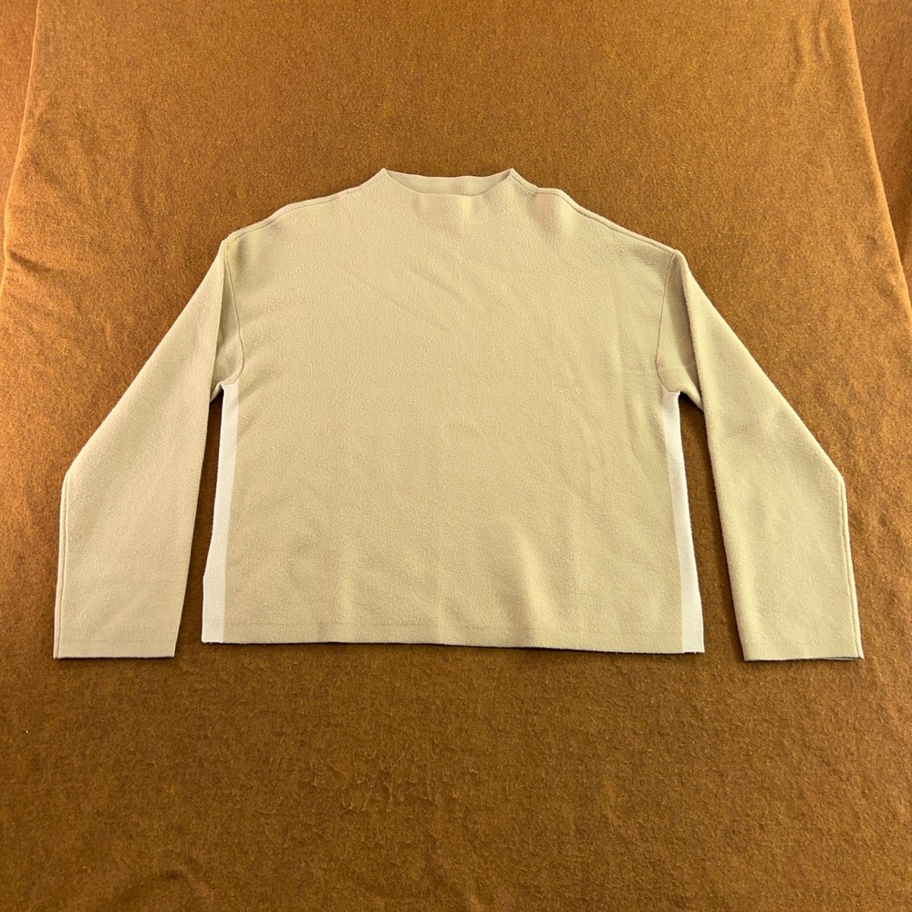 Haven Well Within Womens XL Tan Mock Neck Side Stripe Sweater New
